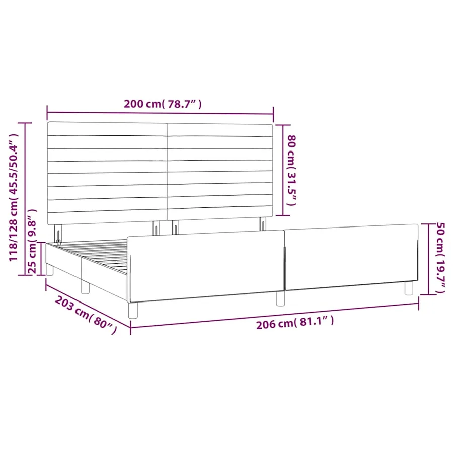 Cadre de lit sans matelas bleu foncé 200x200 cm velours - 14