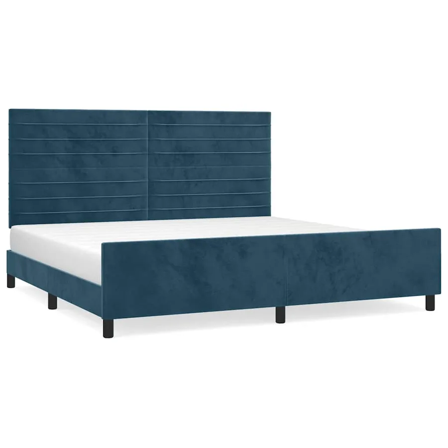 Cadre de lit sans matelas bleu foncé 200x200 cm velours - 2
