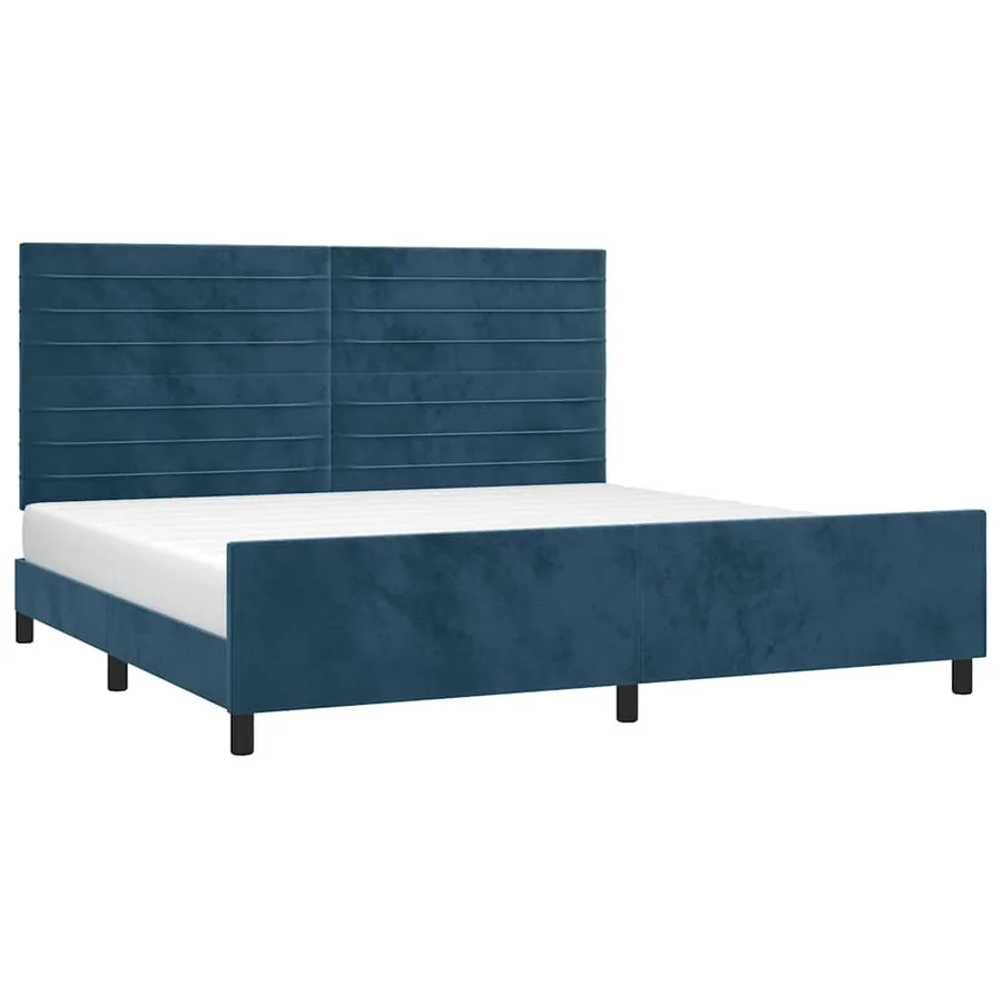 Cadre de lit sans matelas bleu foncé 200x200 cm velours - 3
