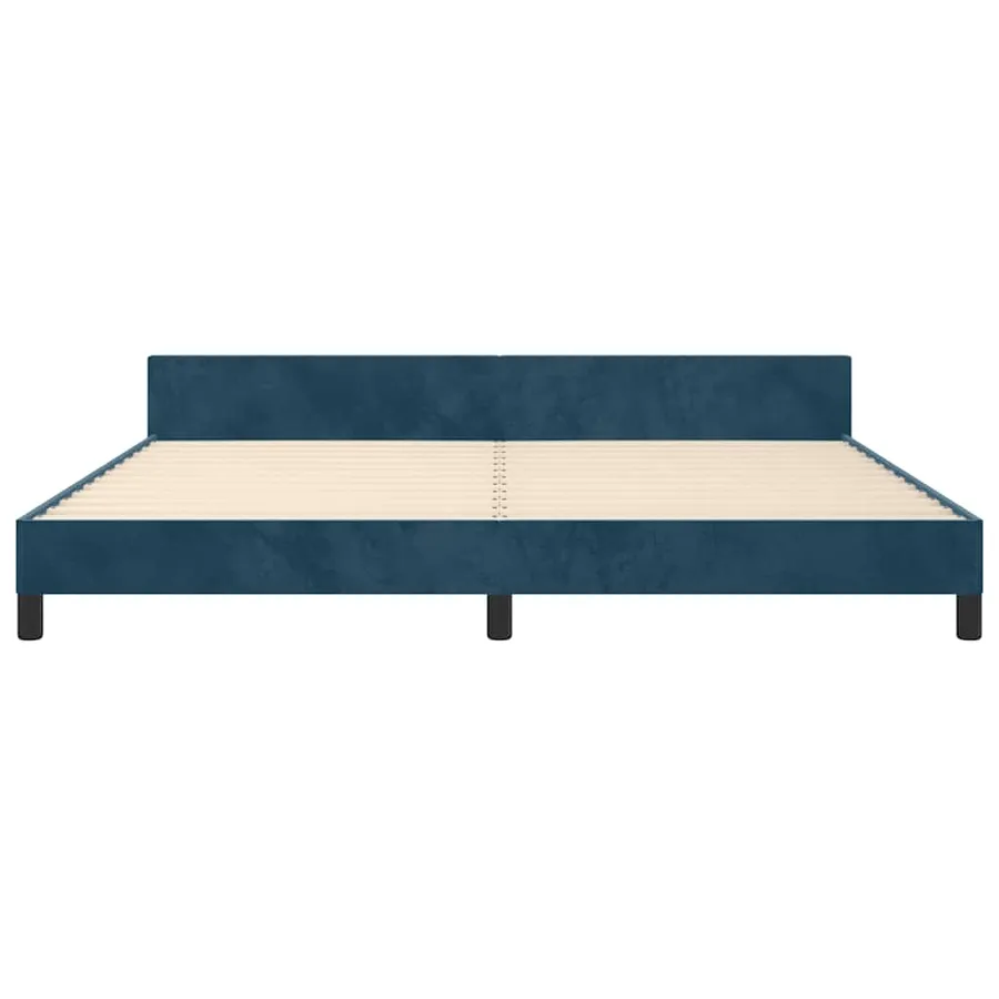 Cadre de lit sans matelas bleu foncé 200x200 cm velours - 6