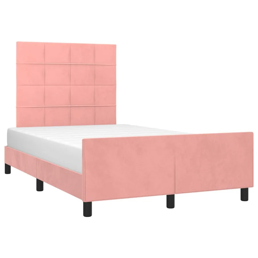 Cadre de lit sans matelas rose 120x200 cm velours - 3