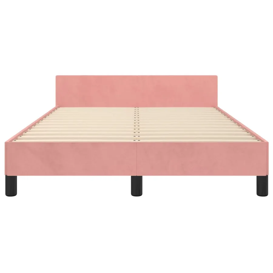 Cadre de lit sans matelas rose 120x200 cm velours - 6