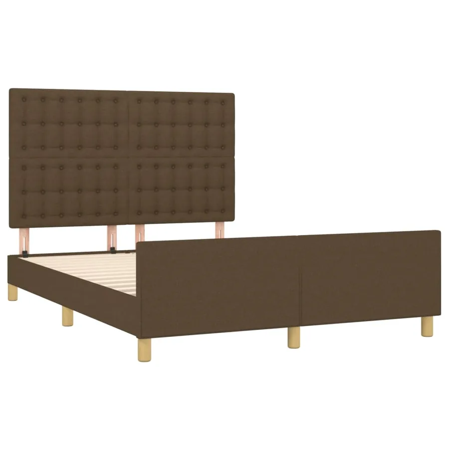 Cadre de lit sans matelas marron foncé 140x200 cm tissu - 4