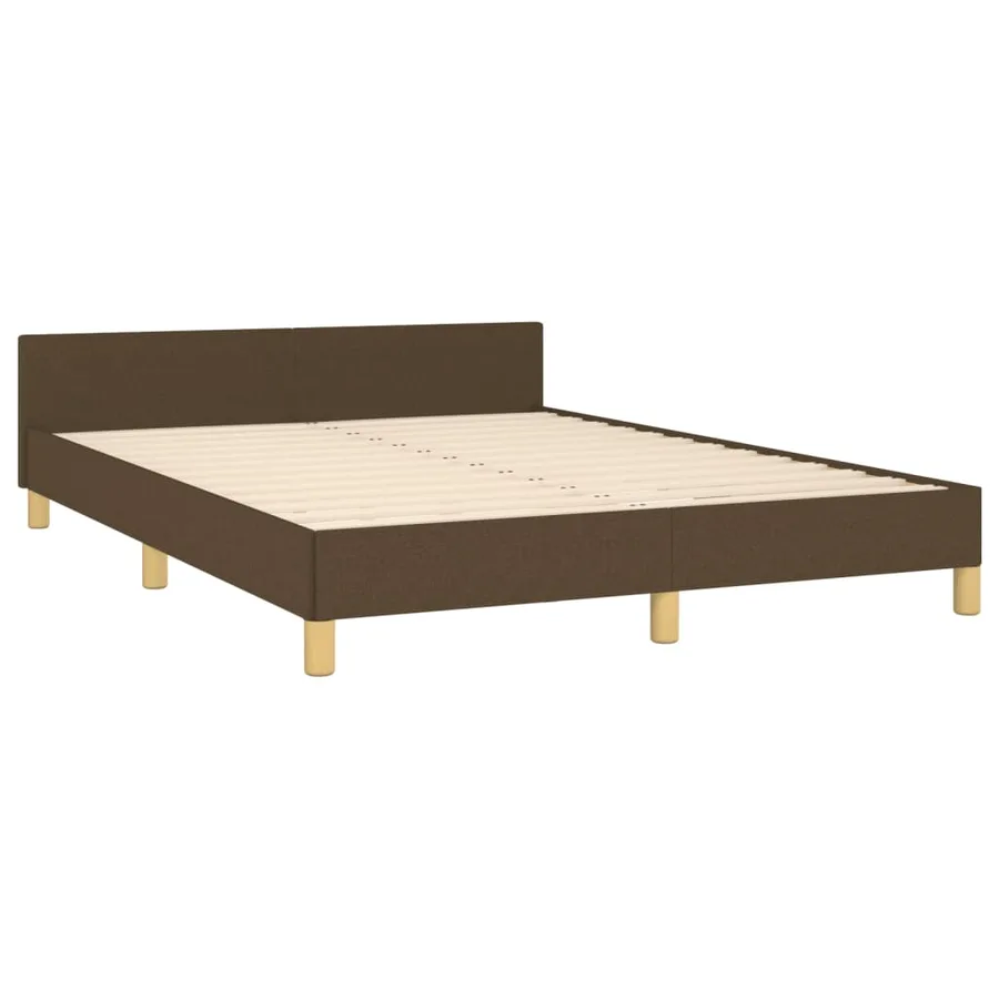 Cadre de lit sans matelas marron foncé 140x200 cm tissu - 5