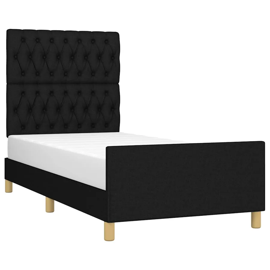 Cadre de lit sans matelas noir 90x190 cm tissu - 3