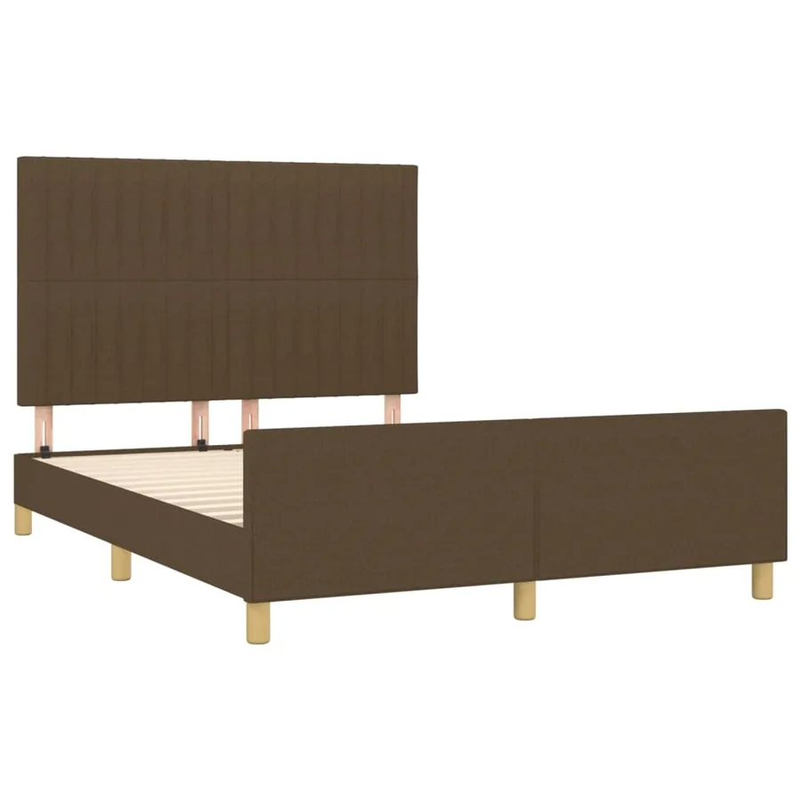 Cadre de lit sans matelas marron foncé 140x200 cm tissu - 4