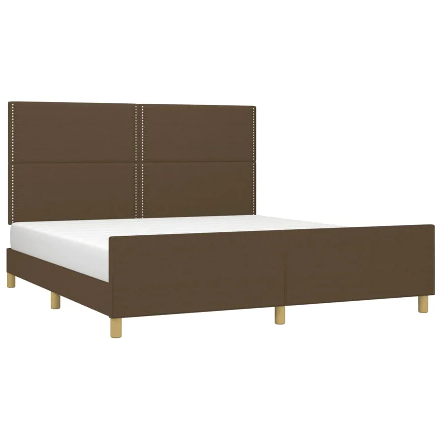 Cadre de lit sans matelas marron foncé 180x200 cm tissu - 3