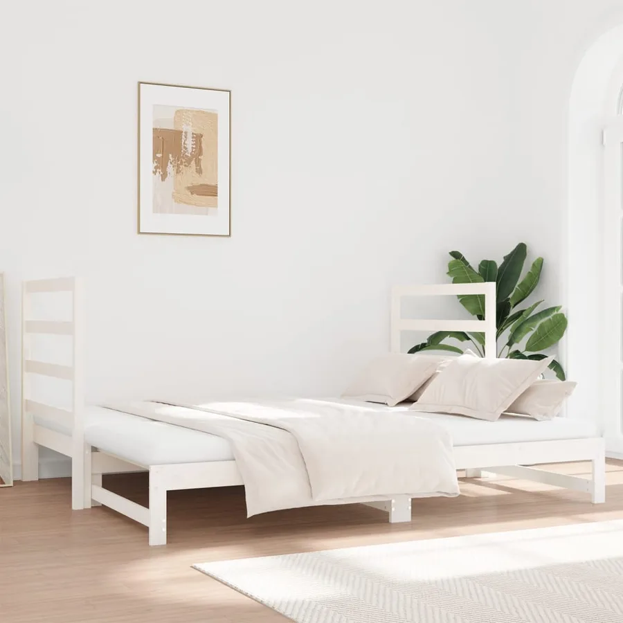 Lit coulissant sans matelas blanc 2x(90x190) cm - 6