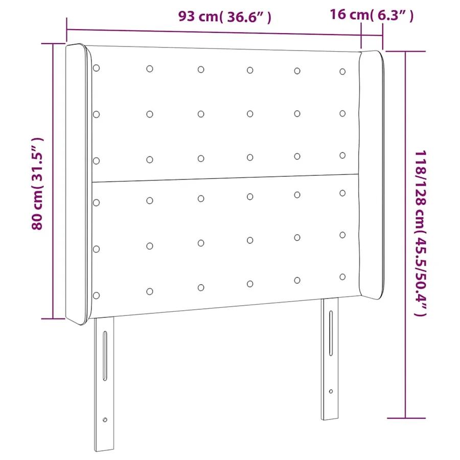 Tête de lit à LED Bleu foncé 93x16x118/128 cm Velours - 7