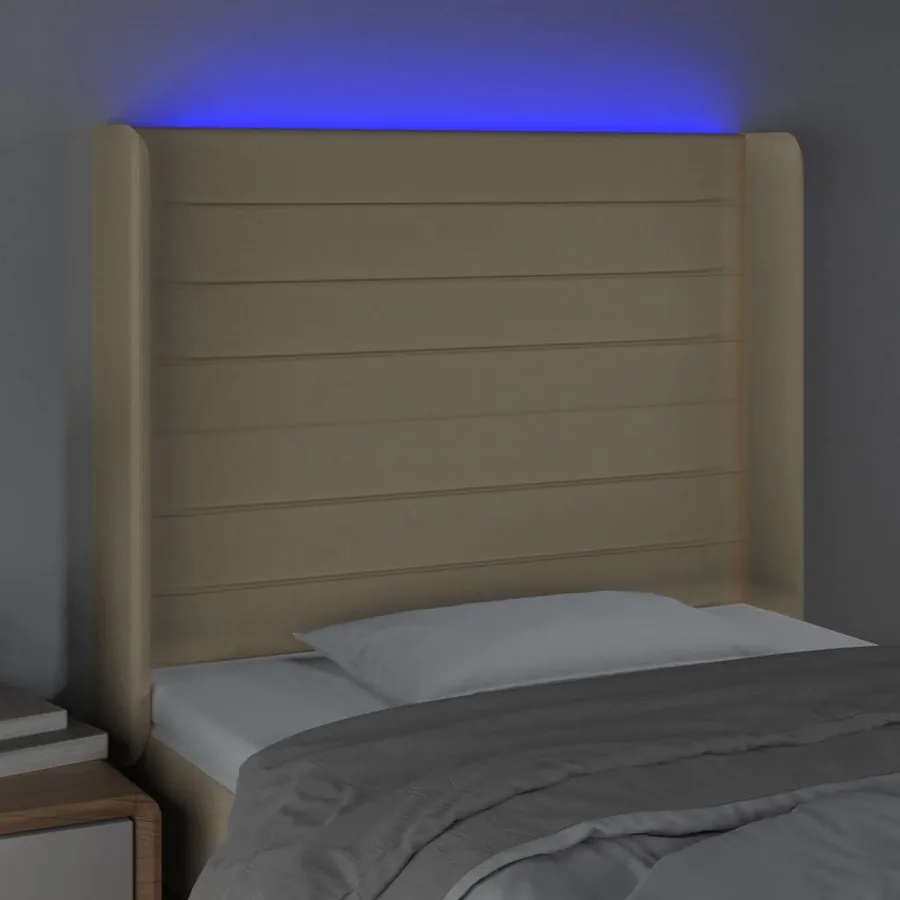 Tête de lit à LED Crème 103x16x118/128 cm Tissu - 4