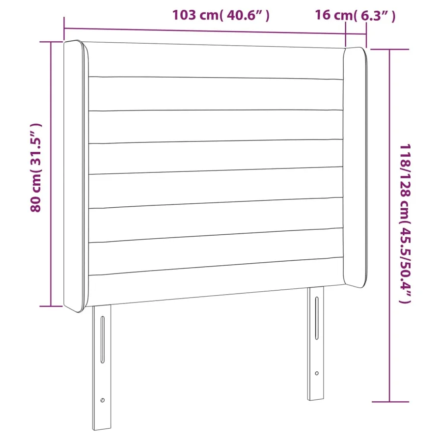 Tête de lit à LED Crème 103x16x118/128 cm Tissu - 6