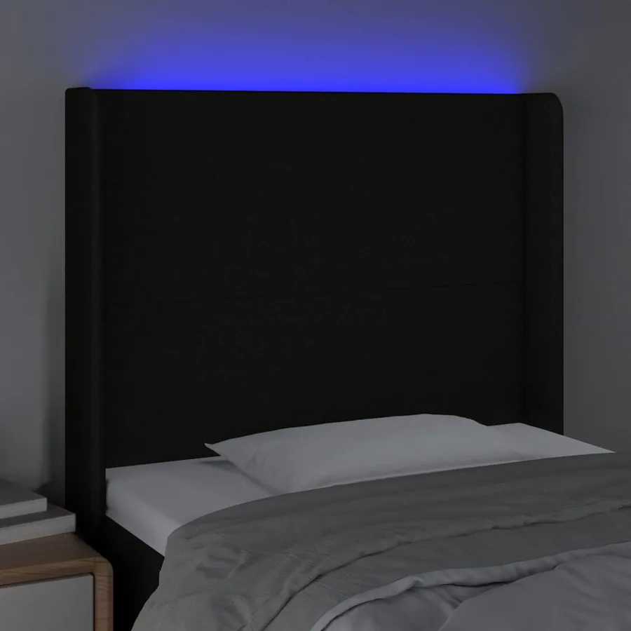 Tête de lit à LED Noir 83x16x118/128 cm Tissu - 4