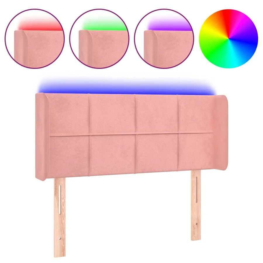 Tête de lit à LED Rose 103x16x78/88 cm Velours - 2