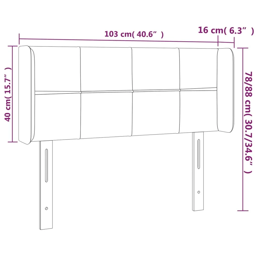 Tête de lit à LED Rose 103x16x78/88 cm Velours - 6