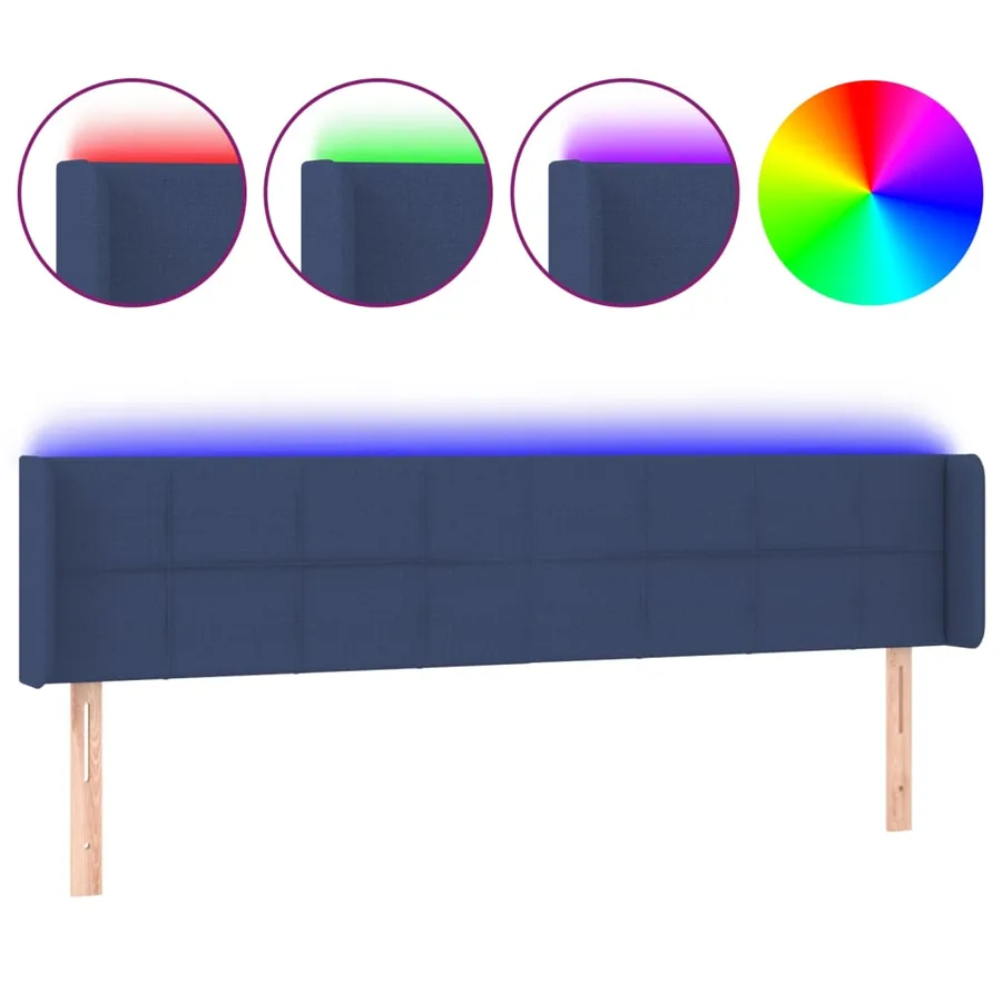 Tête de lit à LED Bleu 163x16x78/88 cm Tissu - 2