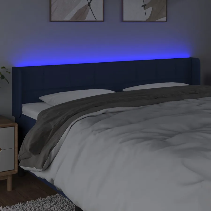 Tête de lit à LED Bleu 163x16x78/88 cm Tissu - 4