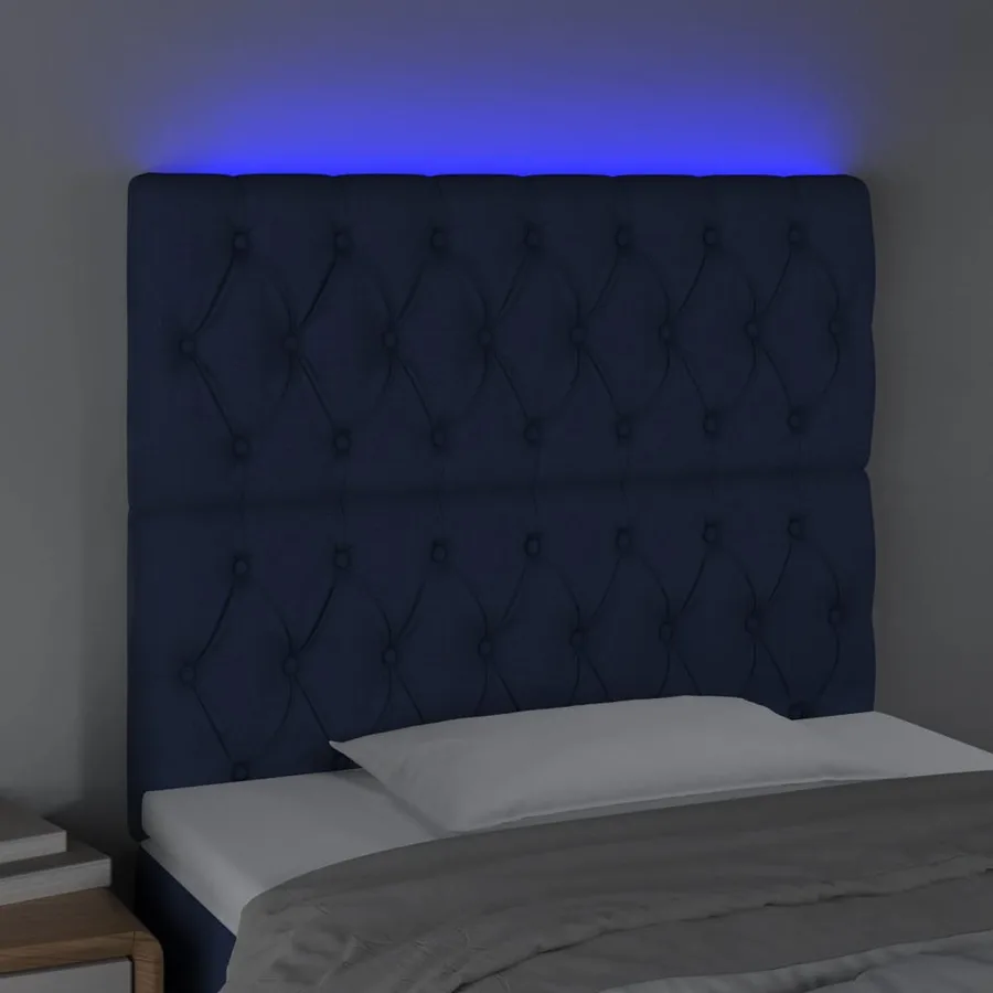 Tête de lit à LED Bleu 100x7x118/128 cm Tissu - 3