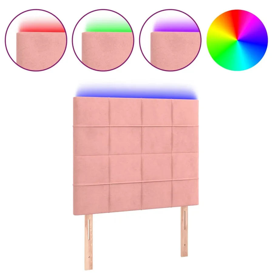 Tête de lit à LED Rose 80x5x118/128 cm Velours - 2