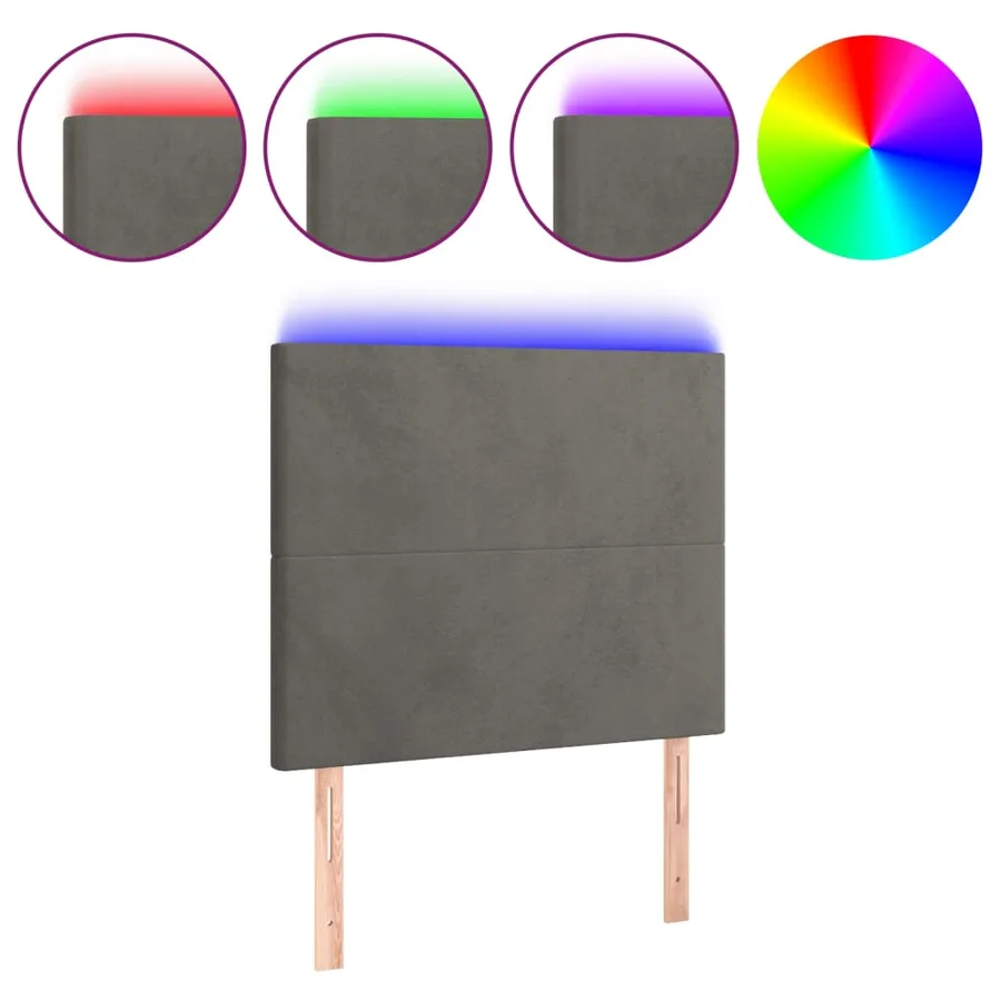 Tête de lit à LED Gris foncé 90x5x118/128 cm Velours - 2