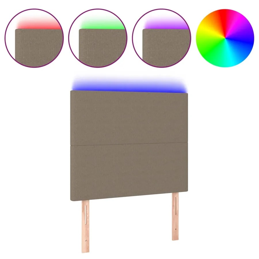 Tête de lit à LED Taupe 80x5x118/128 cm Tissu - 2