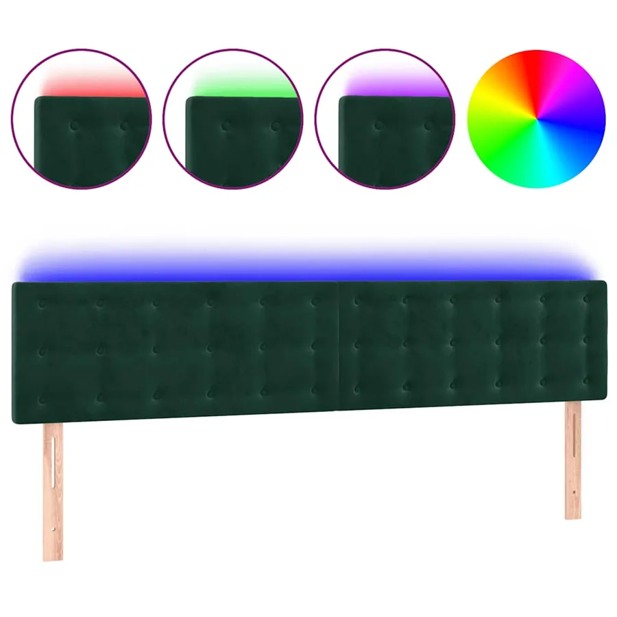 Tête de lit à LED Vert foncé 200x5x78/88 cm Velours - 2