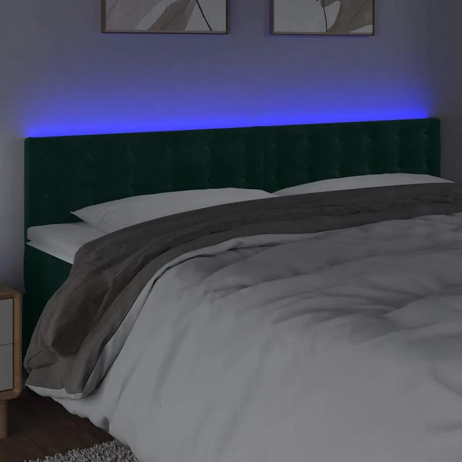 Tête de lit à LED Vert foncé 200x5x78/88 cm Velours - 3