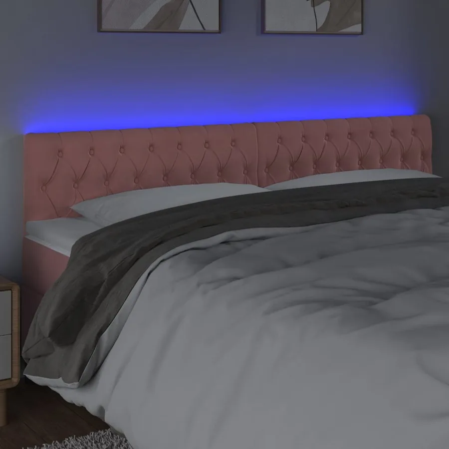 Tête de lit à LED Rose 200x7x78/88 cm Velours - 3
