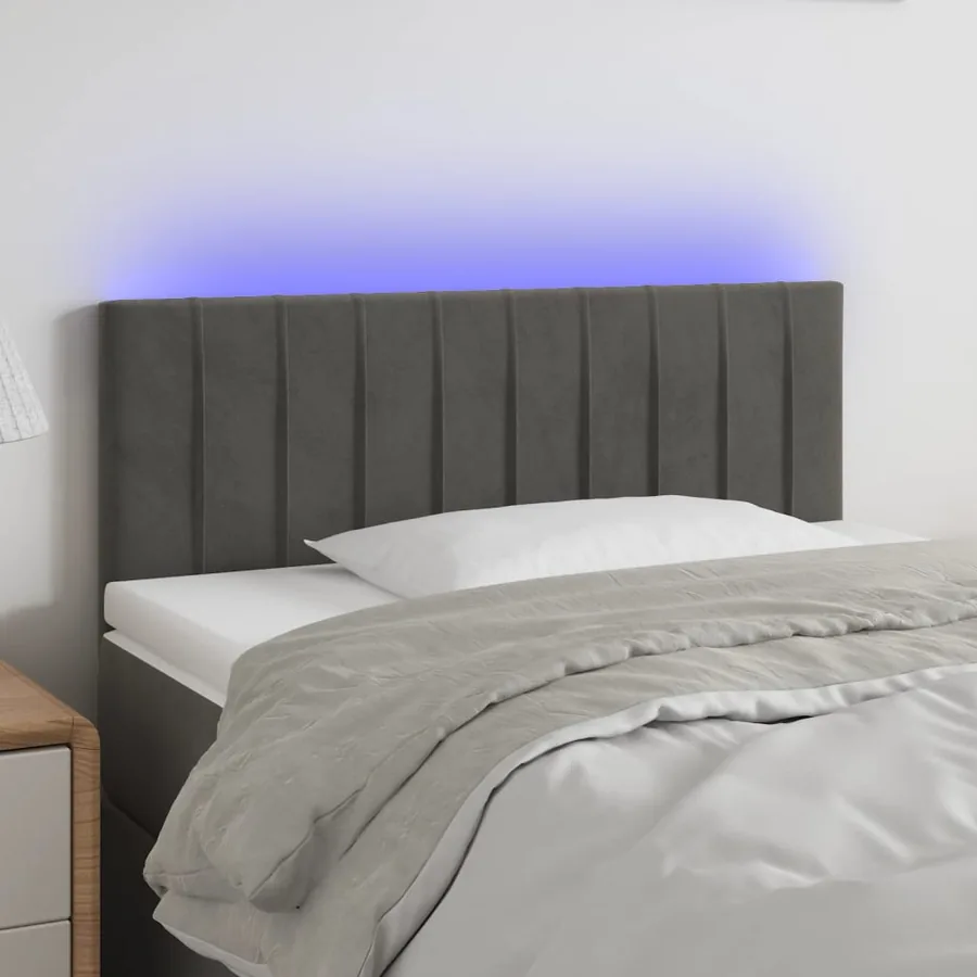 Tête de lit à LED Gris foncé 100x5x78/88 cm Velours
