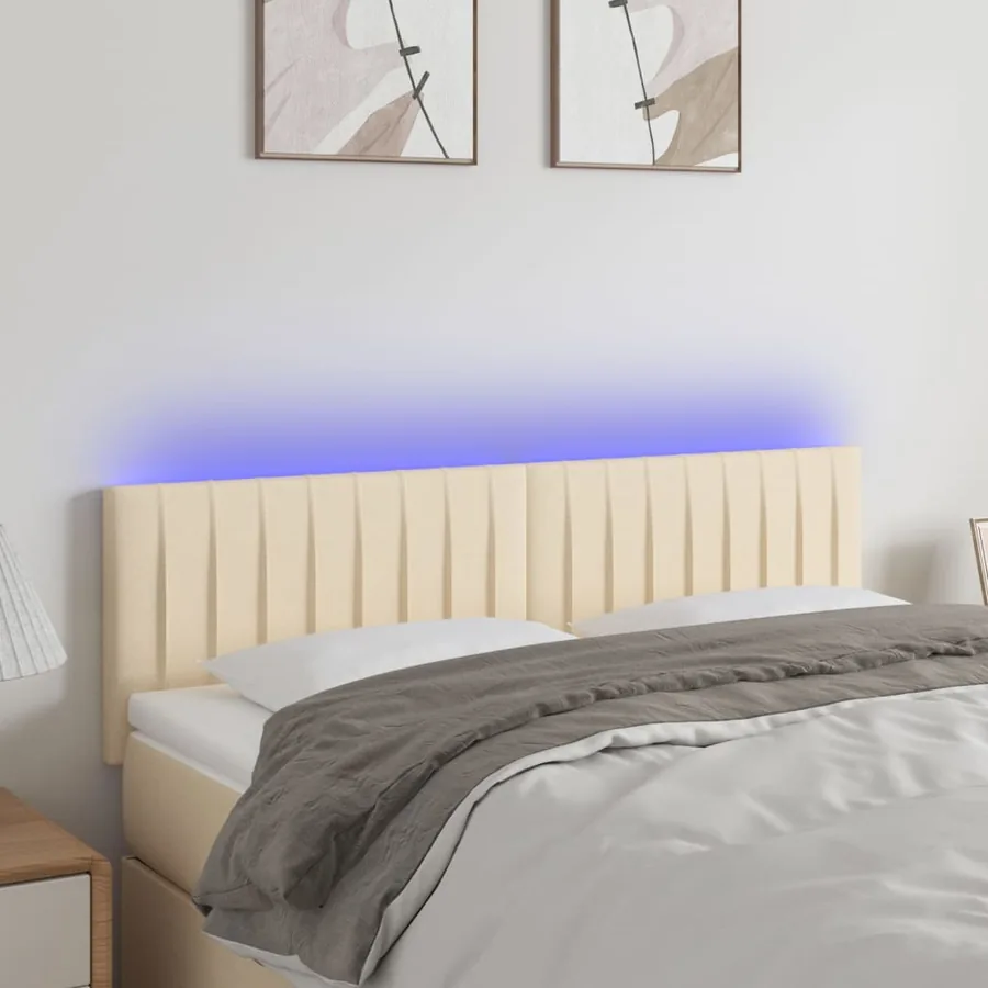 Tête de lit à LED Crème 144x5x78/88 cm Tissu