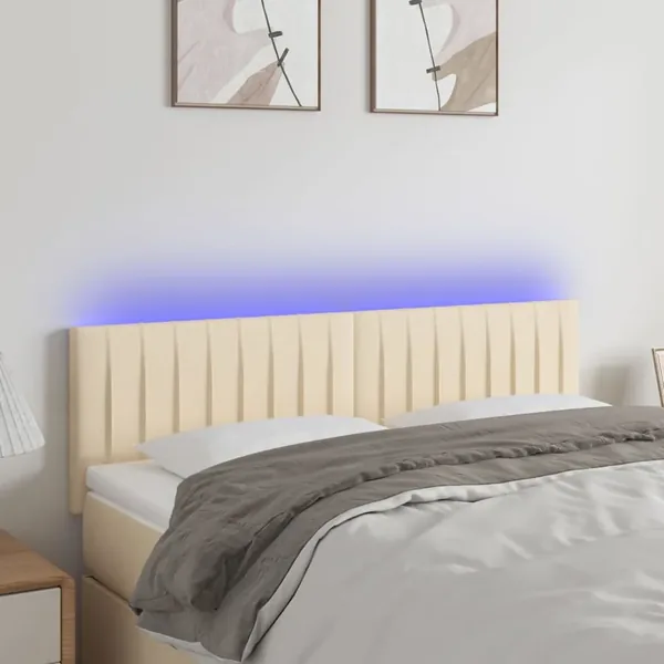 Tête de lit à LED Crème 144x5x78/88 cm Tissu