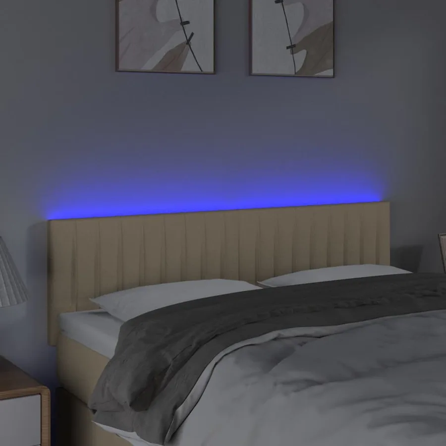 Tête de lit à LED Crème 144x5x78/88 cm Tissu - 3