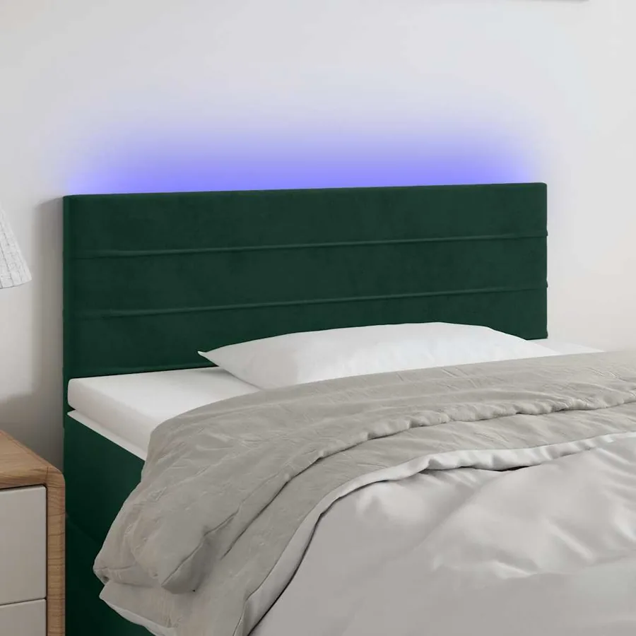Tête de lit à LED Vert foncé 100x5x78/88 cm Velours