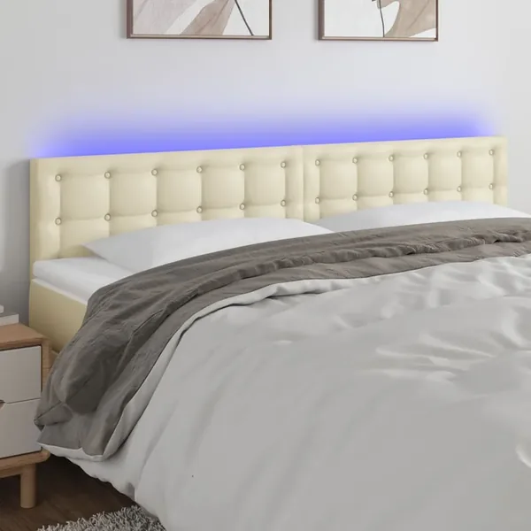 Tête de lit à LED Crème 200x5x78/88 cm Similicuir