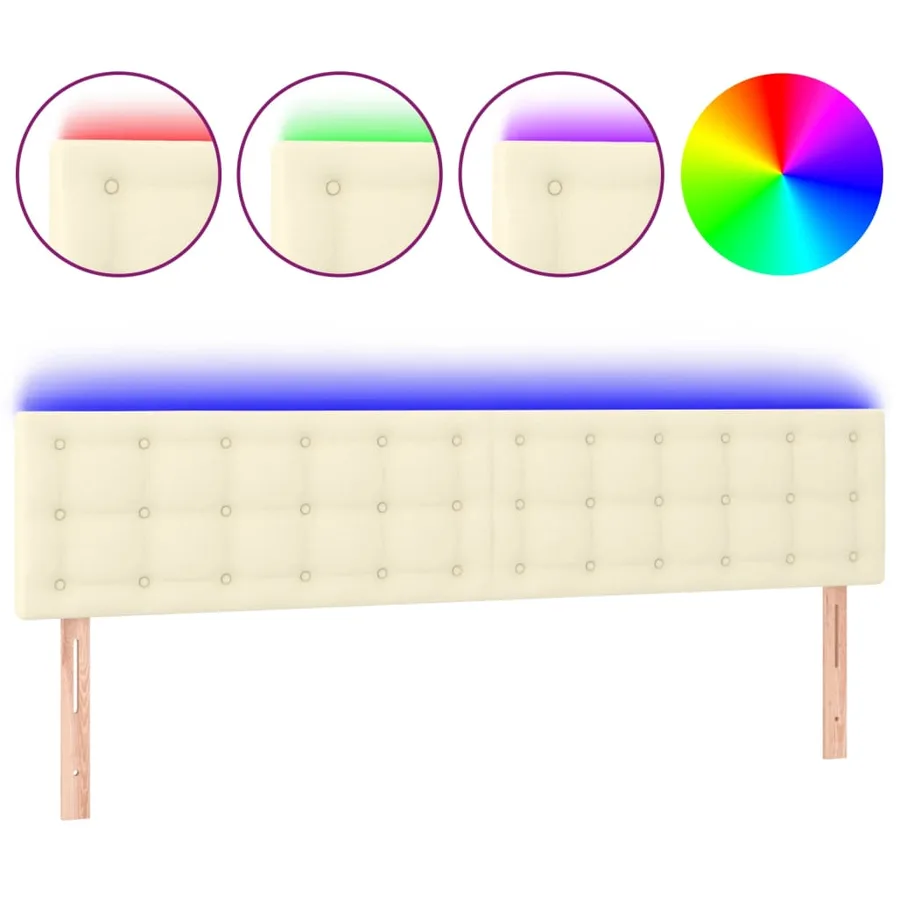 Tête de lit à LED Crème 200x5x78/88 cm Similicuir - 2