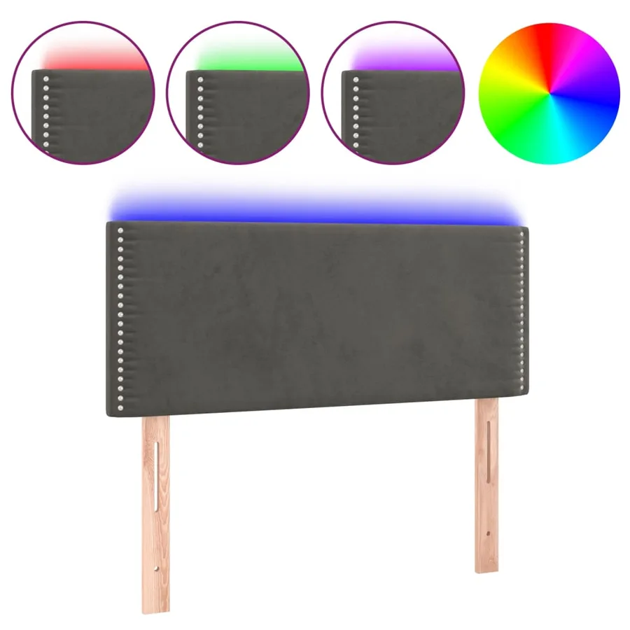 Tête de lit à LED Gris foncé 90x5x78/88 cm Velours - 2