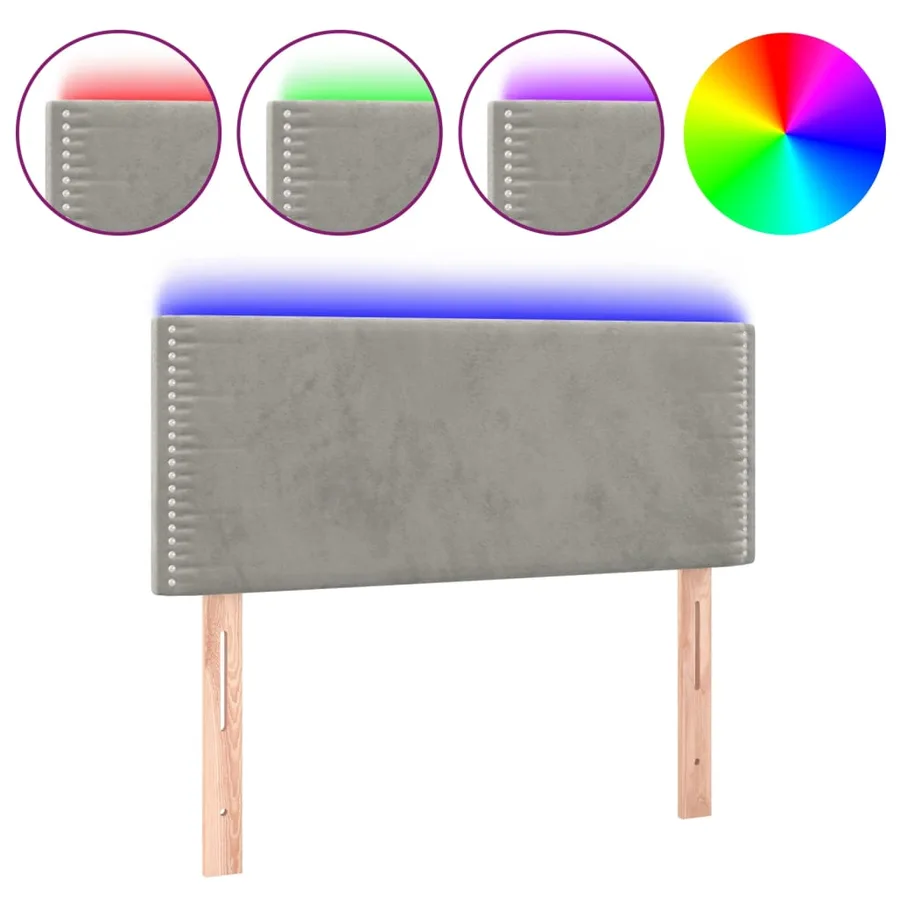 Tête de lit à LED Gris clair 80x5x78/88 cm Velours - 2