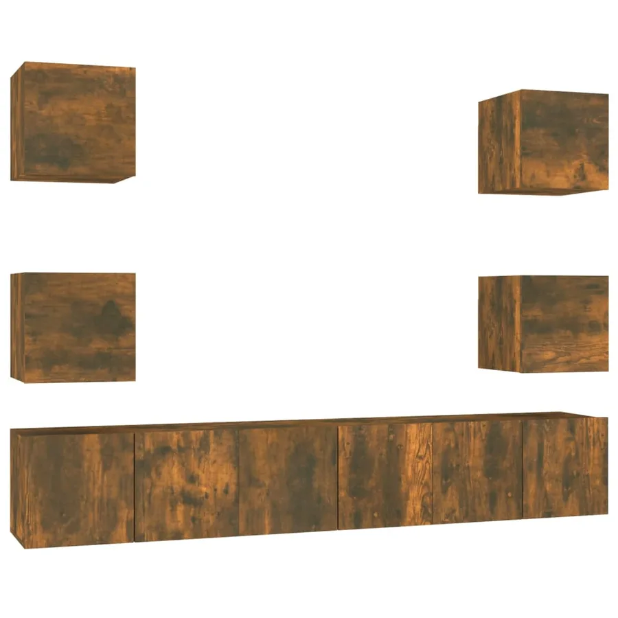 Ensemble de meubles TV 7 pcs Chêne fumé Bois d'ingénierie - 2