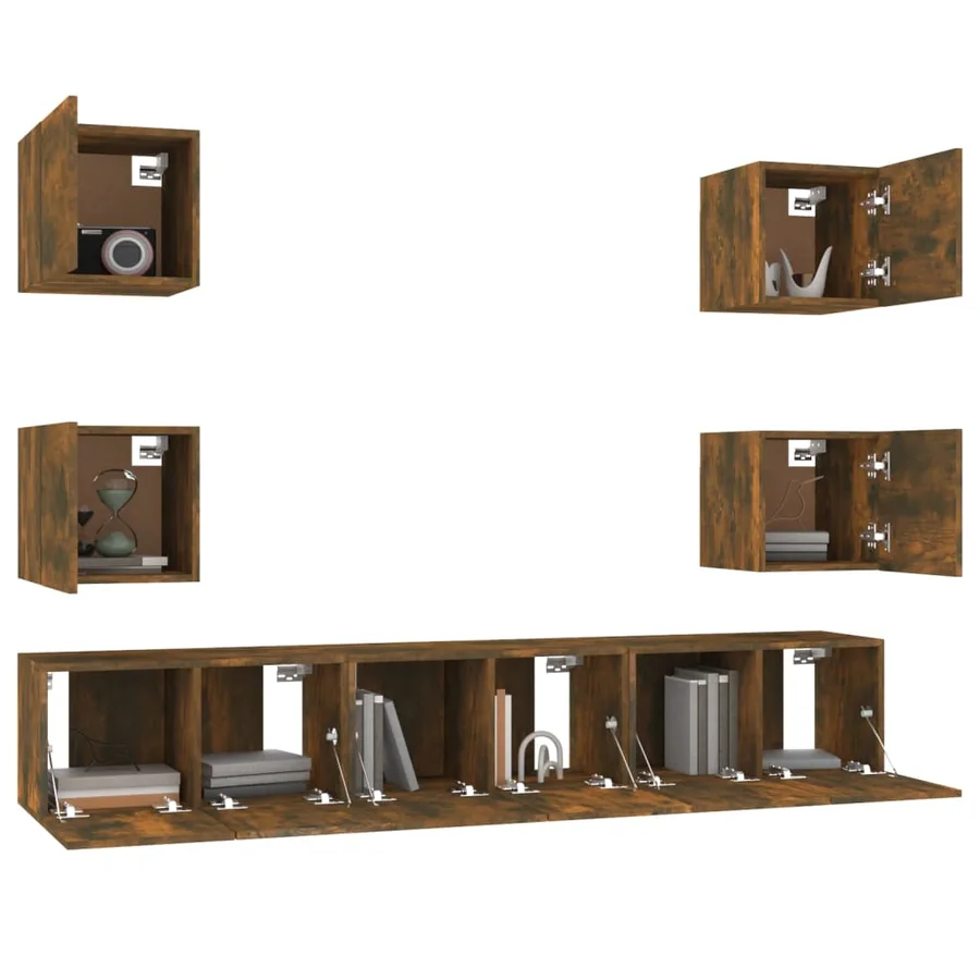 Ensemble de meubles TV 7 pcs Chêne fumé Bois d'ingénierie - 5
