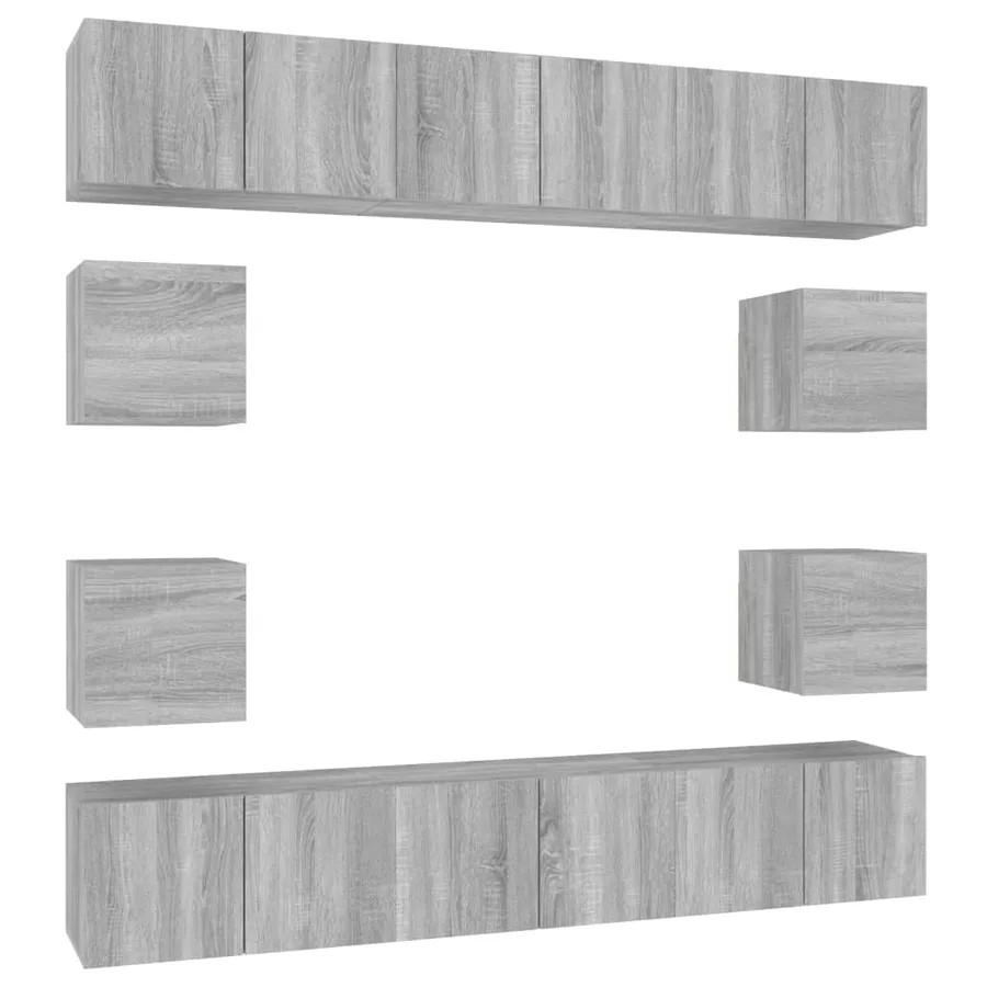 Ensemble de meubles TV 10 pcs Sonoma gris Bois d'ingénierie - 2