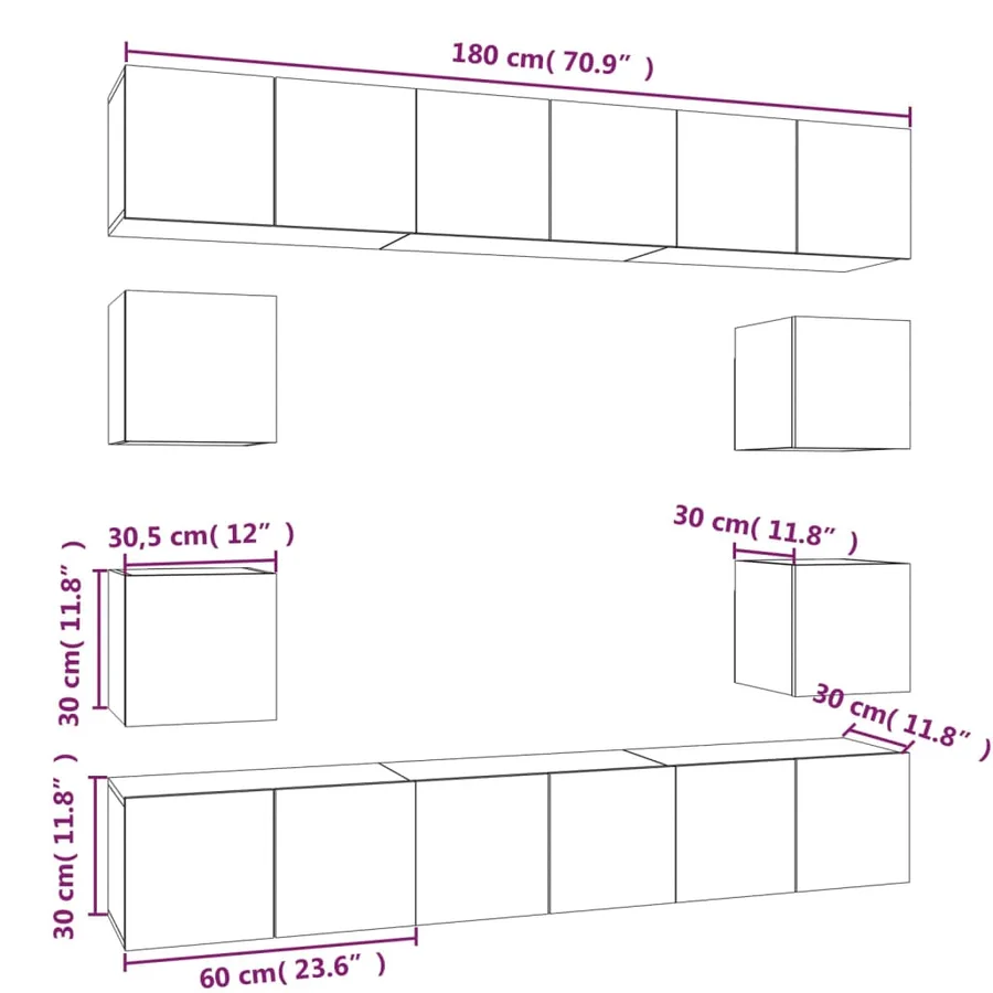 Ensemble de meubles TV 10 pcs Sonoma gris Bois d'ingénierie - 9