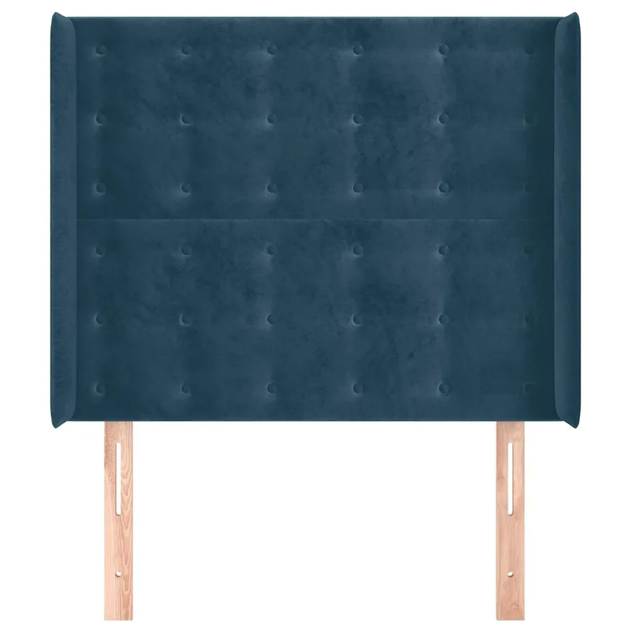 Tête de lit avec oreilles Bleu foncé 103x16x118/128 cm Velours - 3