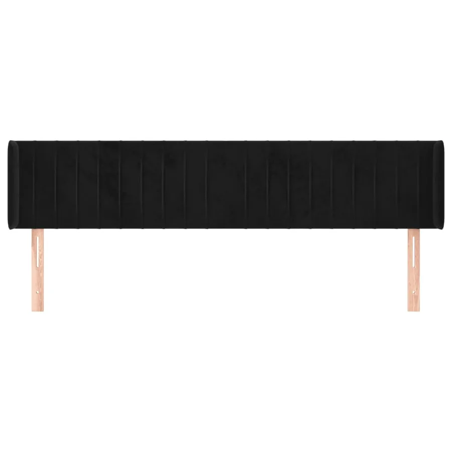 Tête de lit avec oreilles Noir 183x16x78/88 cm Velours - 3