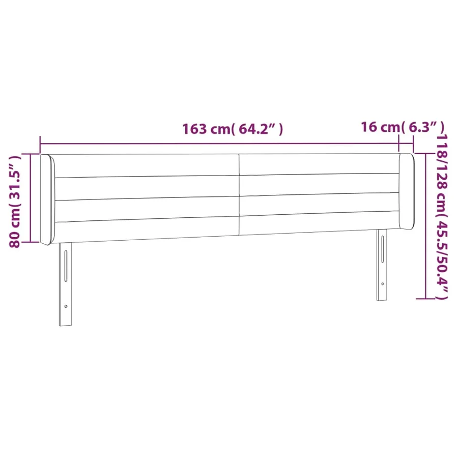 Tête de lit avec oreilles Gris foncé 163x16x78/88 cm Tissu - 9