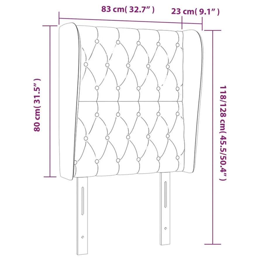 Tête de lit avec oreilles Gris clair 83x23x118/128 cm Tissu - 9
