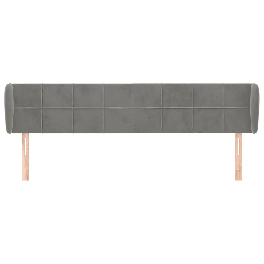 Tête de lit avec oreilles Gris clair 183x23x78/88 cm Velours - 3