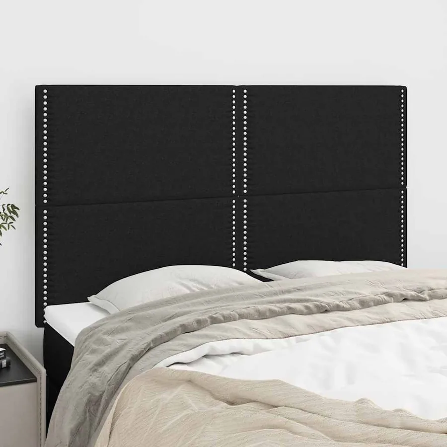 Tête de lit Noir 144x5x118/128 cm Tissu
