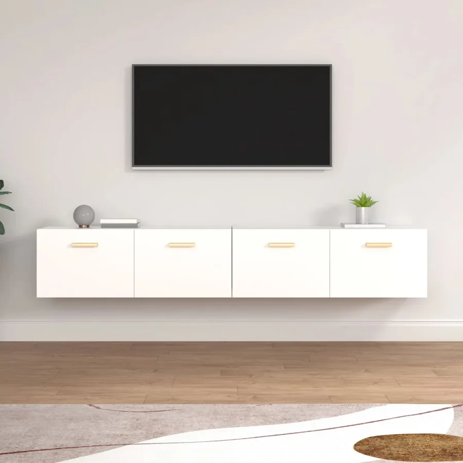 Armoires murales 2 pcs Blanc 100x36,5x35 cm Bois d'ingénierie - 2