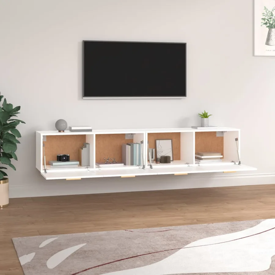 Armoires murales 2 pcs Blanc 100x36,5x35 cm Bois d'ingénierie - 3