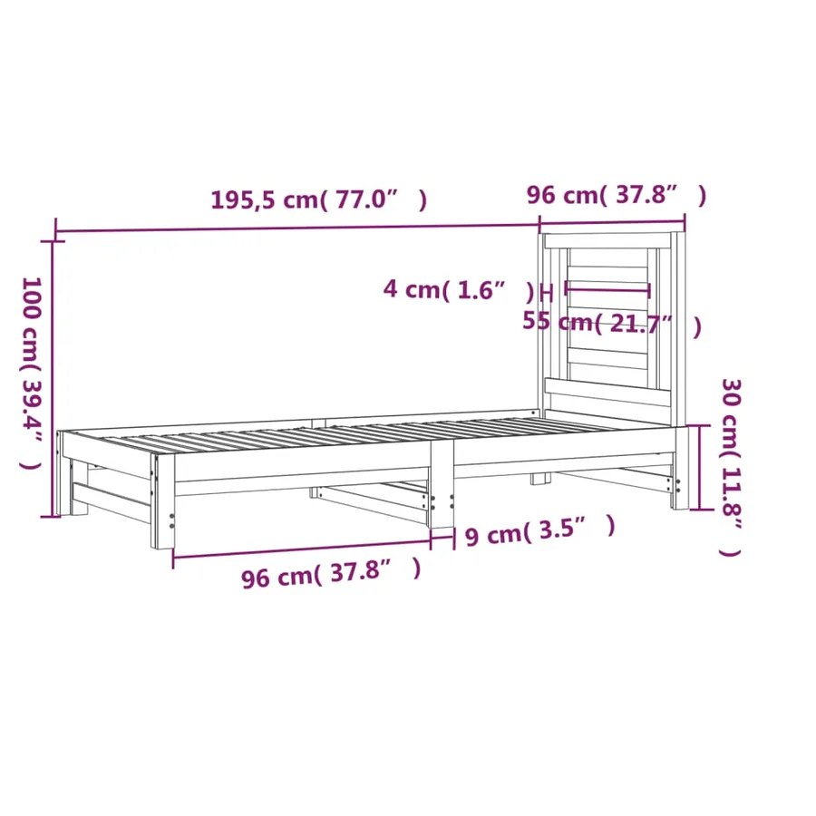 Lit coulissant sans matelas blanc 2x(90x190) cm - 8