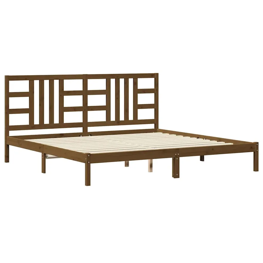 Cadre de lit sans matelas marron miel 200x200 cm bois massif - 2